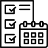 Project management icon An icon with a checklist and calendar representing project management